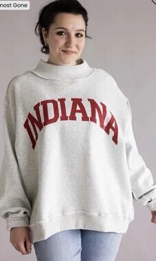 NWT Indiana Hoosiers Reversible Mock Neck Pullover Sweatshirt Women's XL Gray